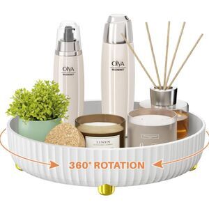 Amazon Bathroom or Kitchen Rotating Organizers and Storage White & Gold NWOT